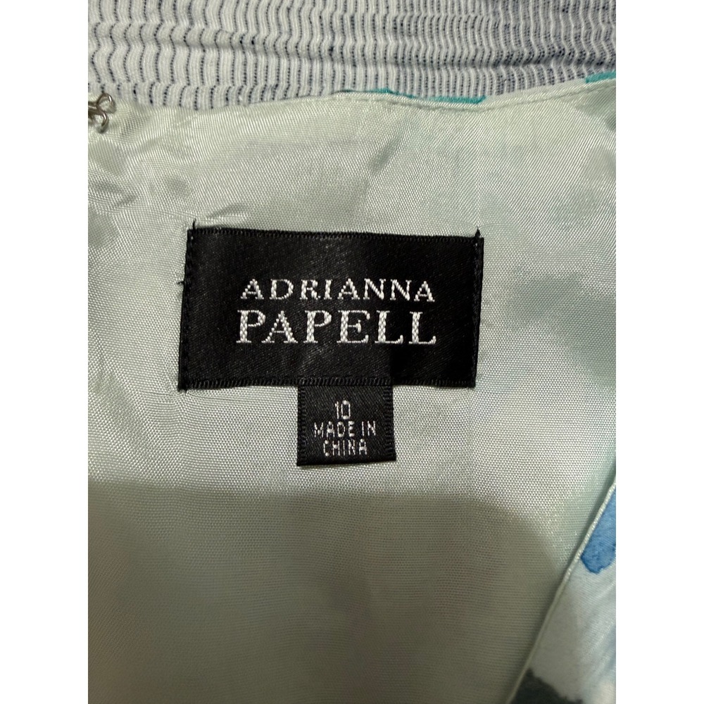 Adrianna Papell Dress 10 Blue Floral Watercolor Fit Flare NWT Elegant Ethereal - Picture 6 of 8